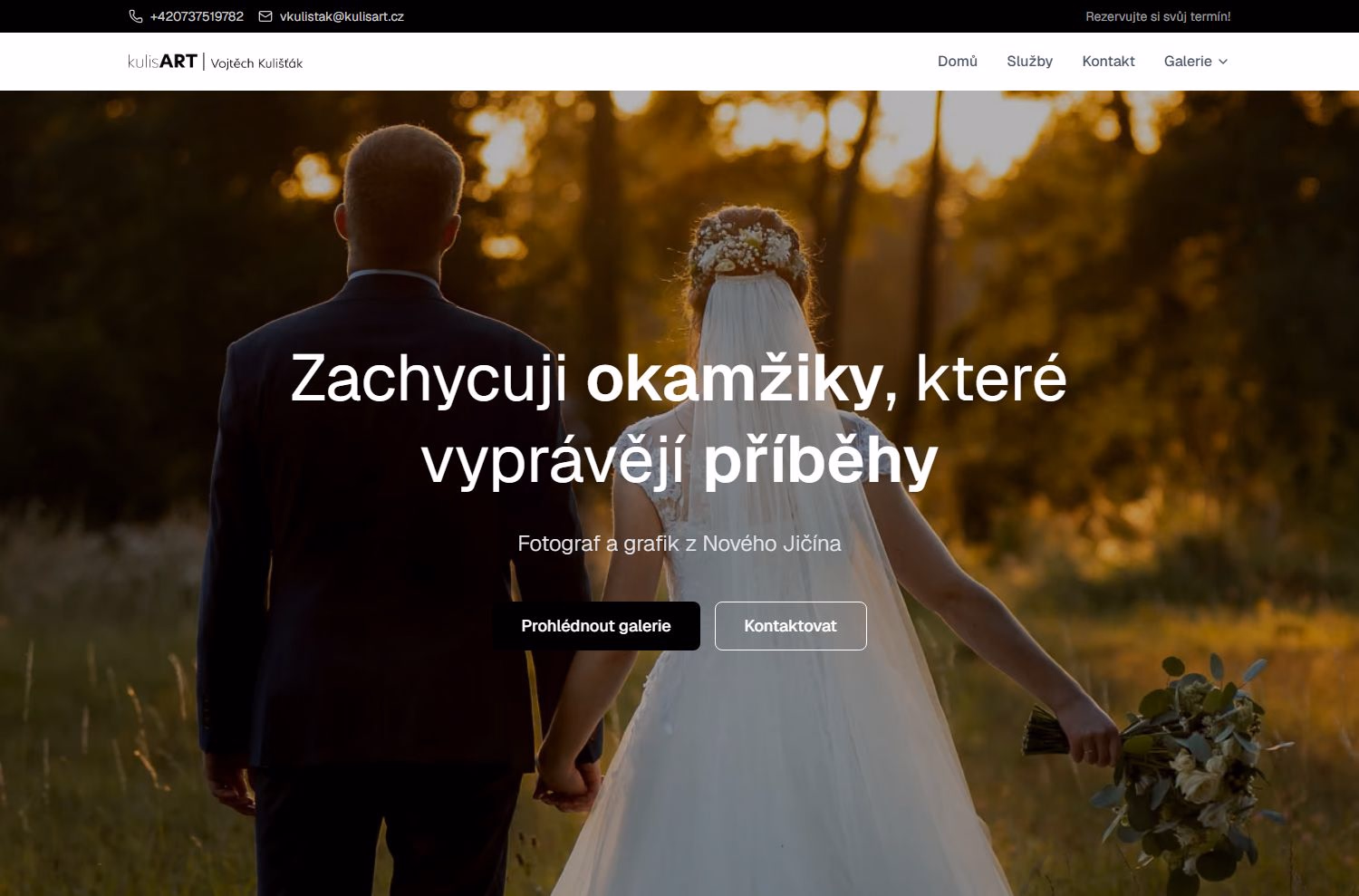 Screenshot domovské stránky skutečného webu kulisART.