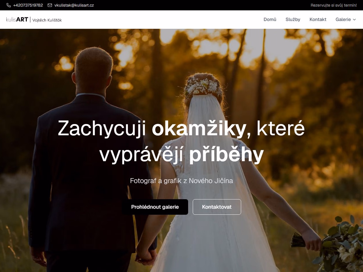 Screenshot domovské stránky webu kulisART.